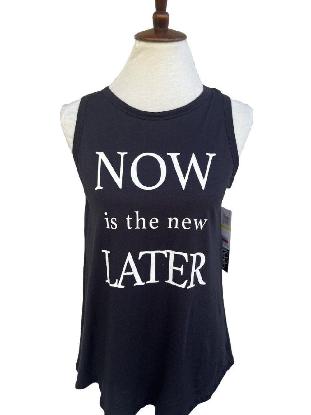 Carbon Copy "Now Is The New Later" Graphic Tank Top Size Large